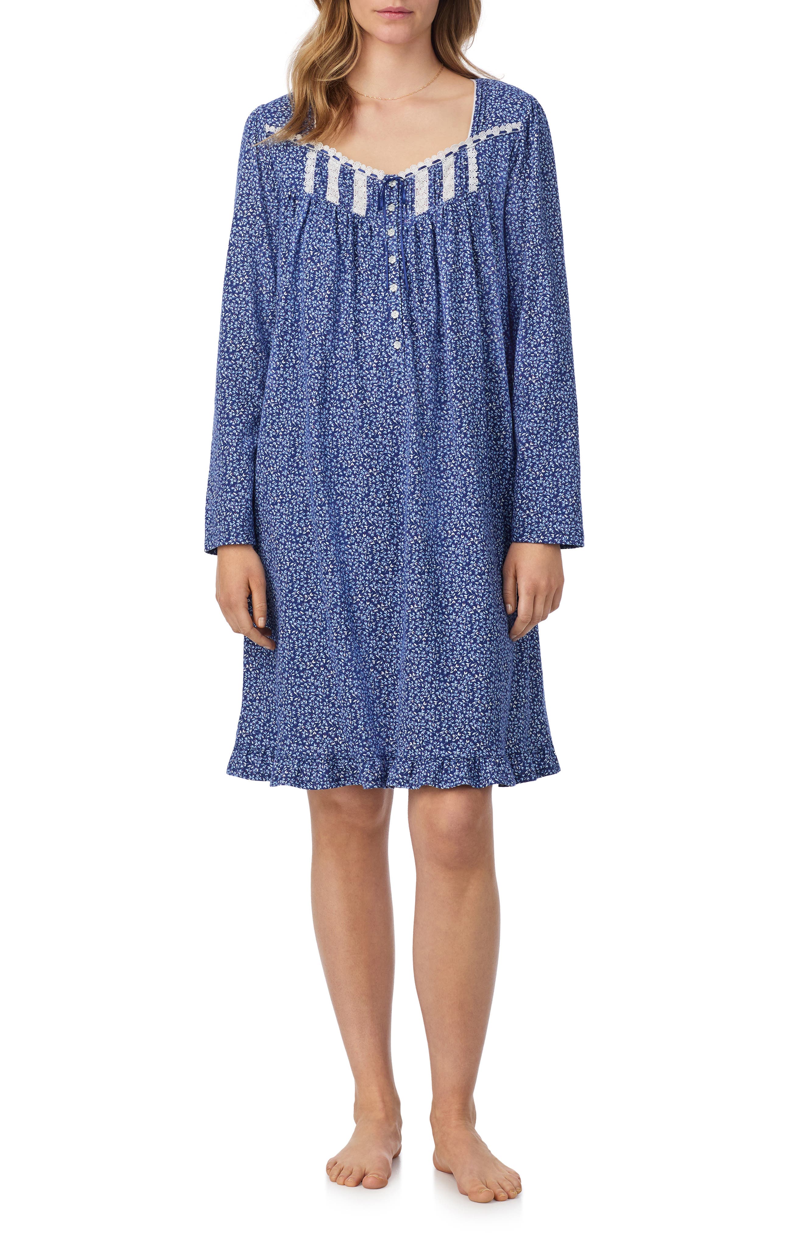 Eileen West Long Sleeve Cotton Jersey Short Nightgown