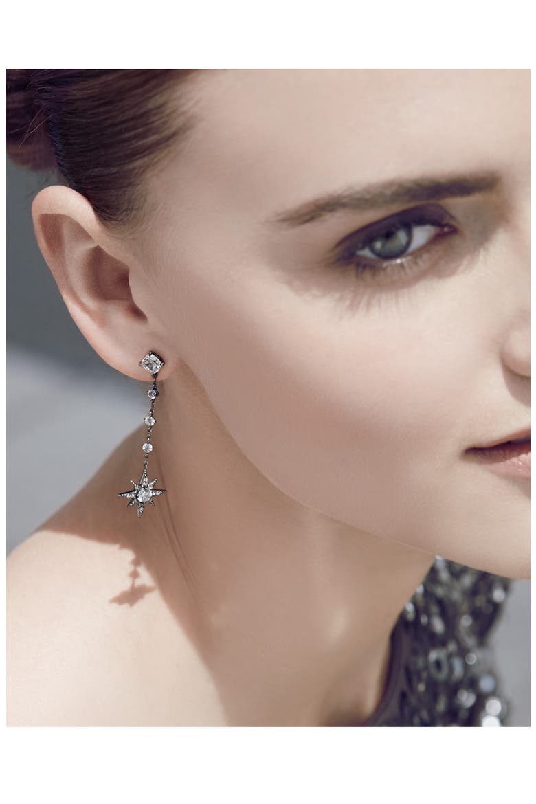 'Starry Night' Linear Drop Earrings, Alternate, color, BLACK