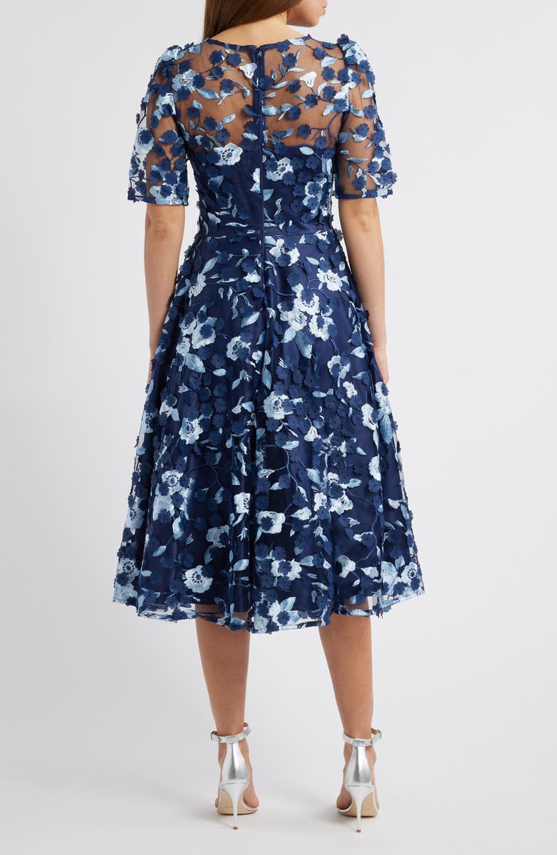 Eliza J Floral Appliqué Cocktail Midi Dress, Alternate, color,