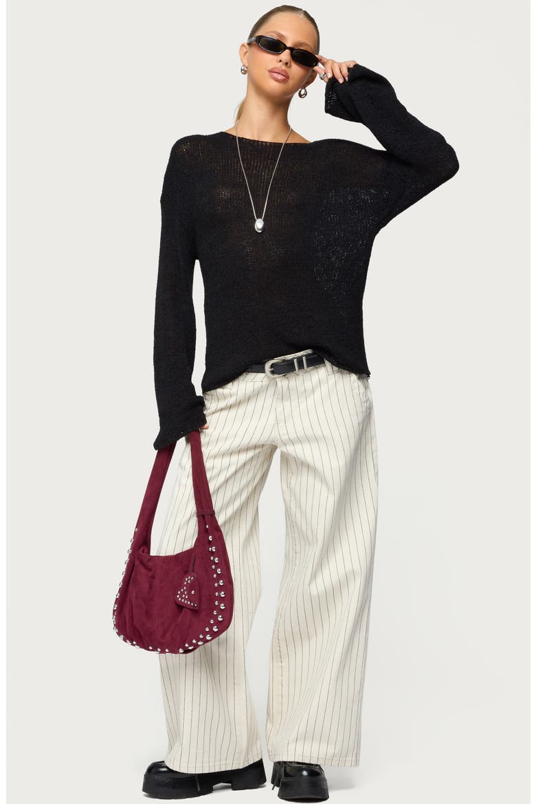 Cory Stripe Low Rise Wide Leg Jeans, Alternate, color, CREAM