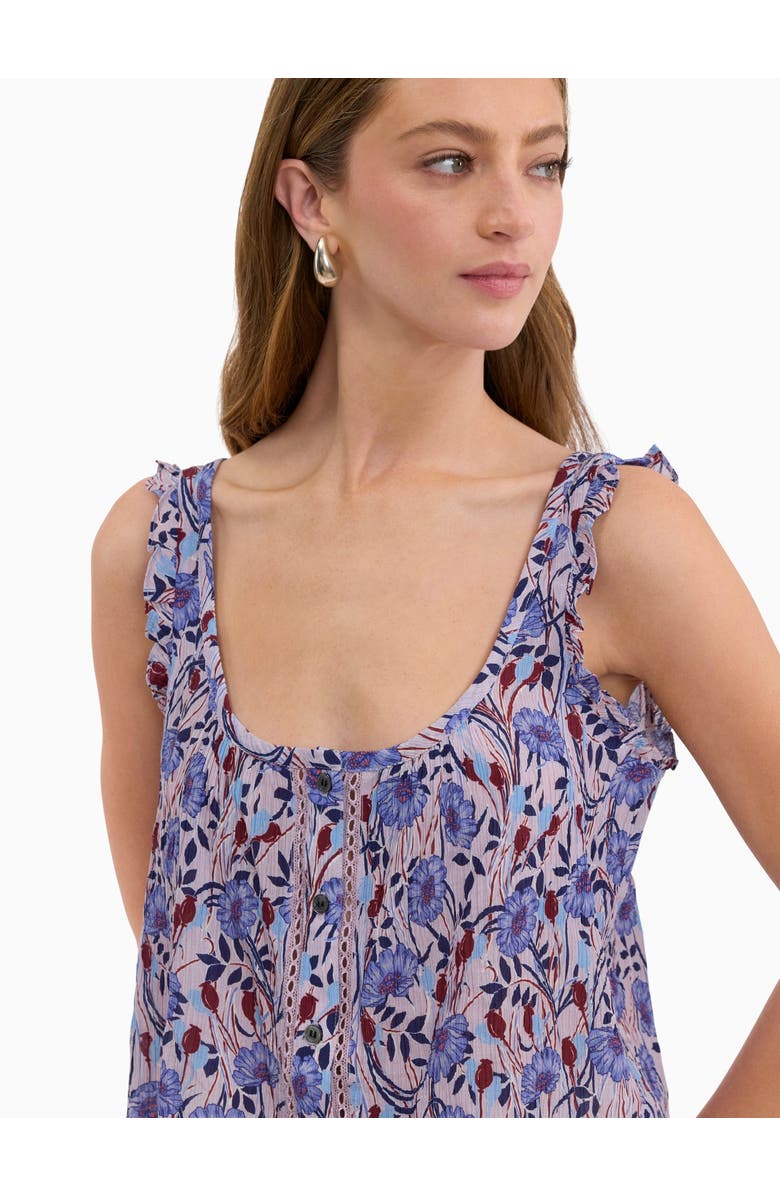 Rebecca Taylor Daphne Crinkle Tank, Alternate, color, Iris Multi