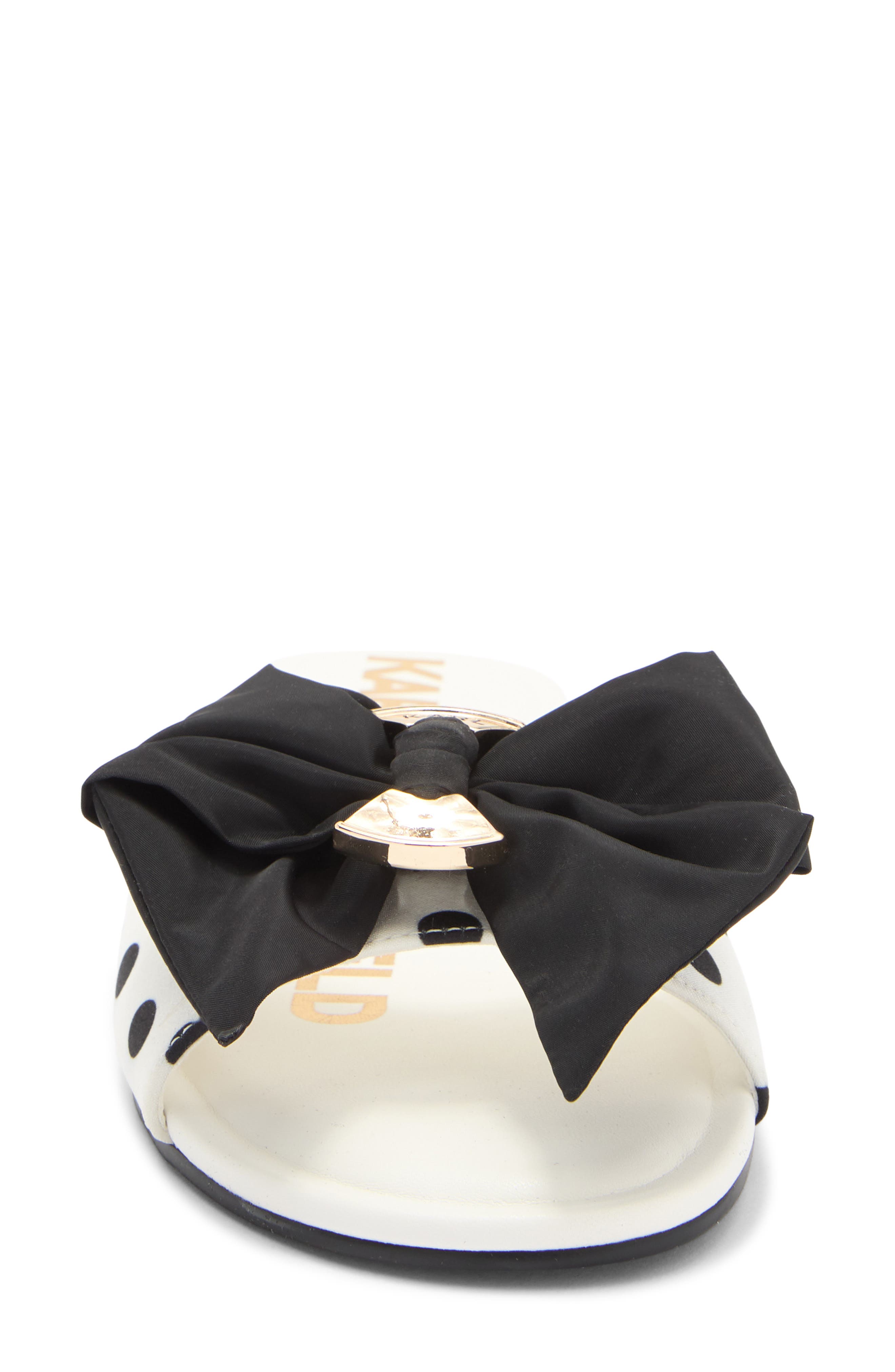 KARL LAGERFELD PARIS Ciaran Bow Slide Sandal, Alternate, color, White/ Black