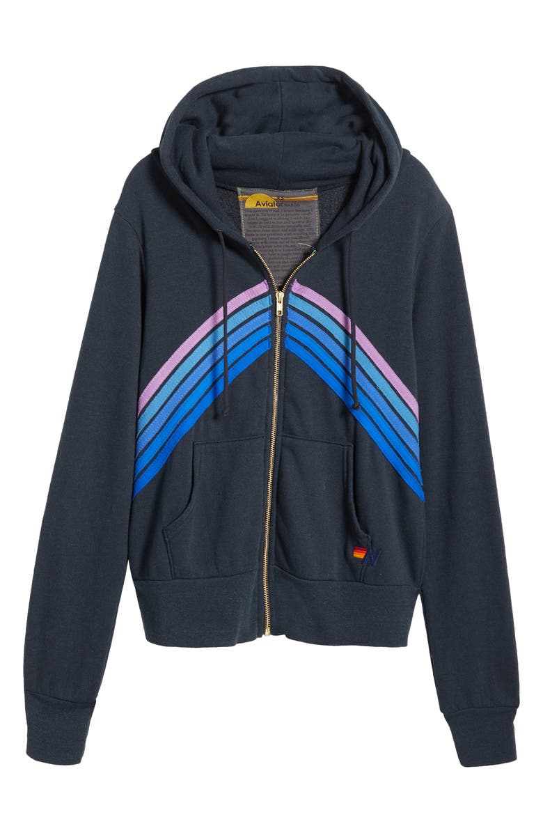 Aviator Nation Mountain Stitch Chevron Stripe Zip-Up Graphic Hoodie, Alternate, color, 