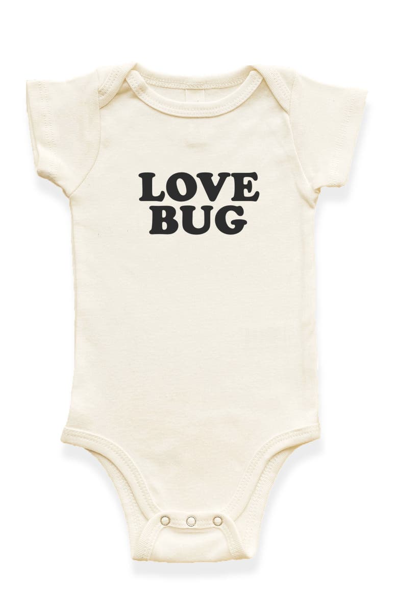Tenth & Pine Love Bug Organic Baby Bodysuit, Main, color, Natural Black Lettering