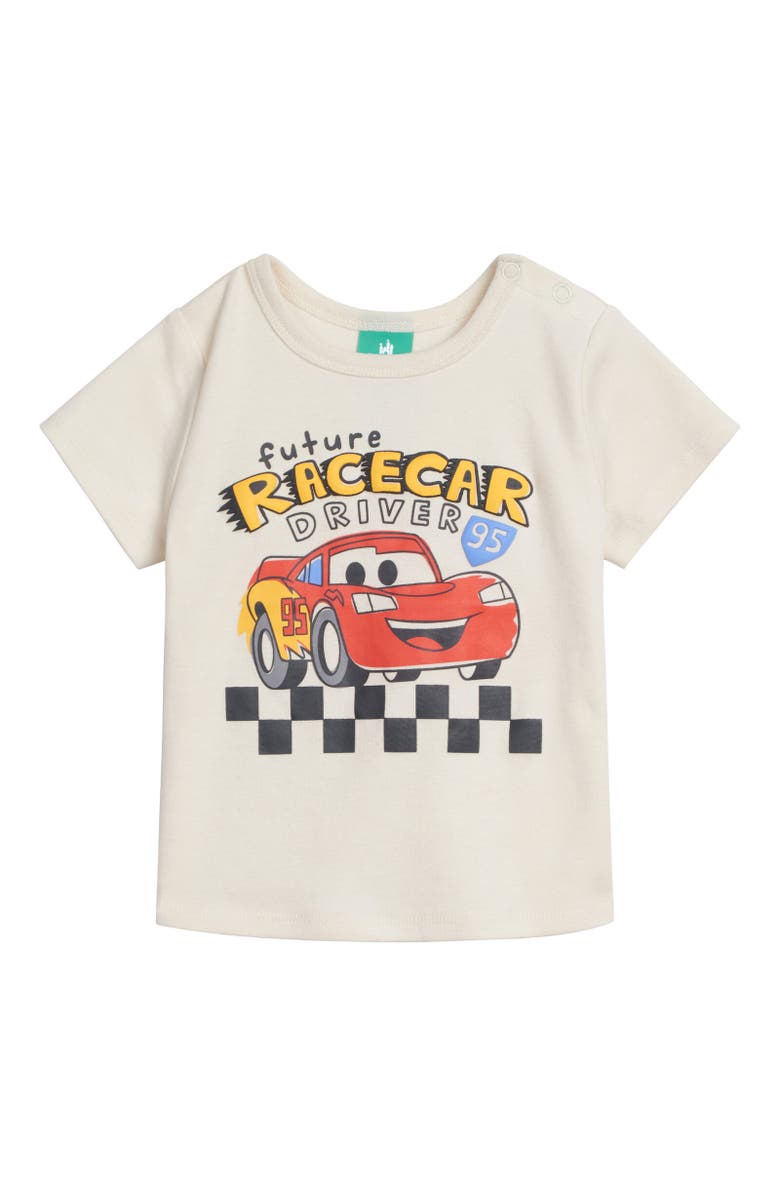 Disney Lightning McQueen Cars T-Shirt & French Terry Shorts Set, Alternate, color, Off White / Black, Cars