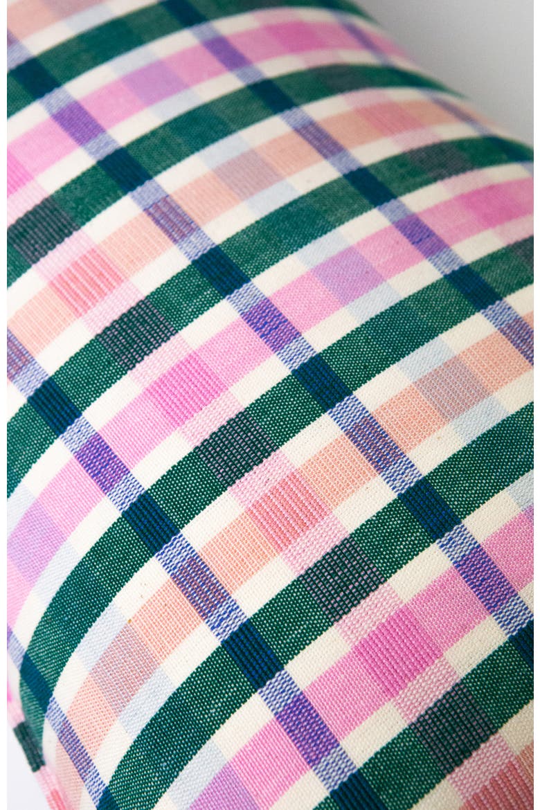 Handwoven Classic Plaid Square Cotton Throw Pillow, Alternate, color, Green