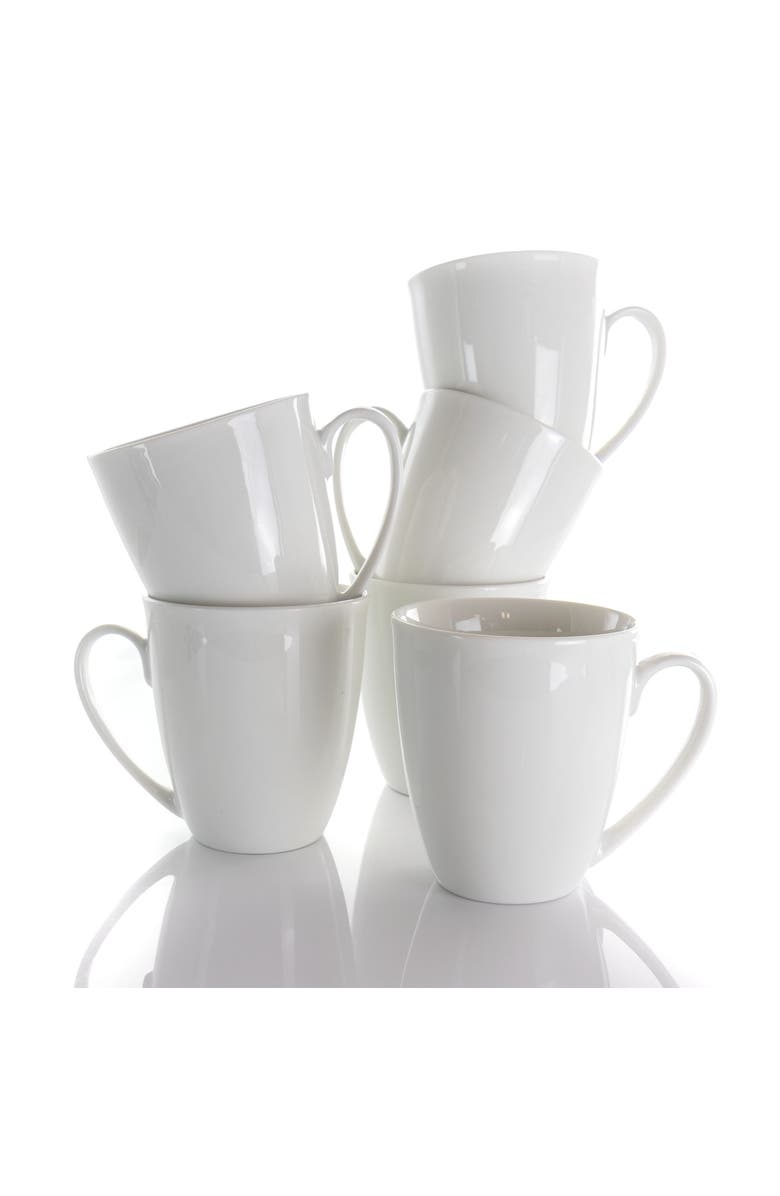 Elama Rosales 6 Piece 12 Ounce Porcelain Mug Set, Alternate, color, White