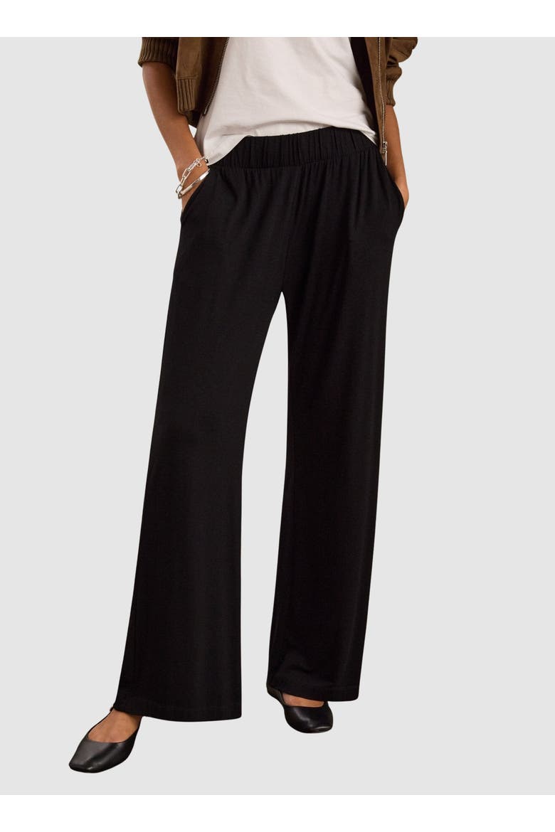 Palazzo Straight Leg Trousers, Main, color, Caviar Black
