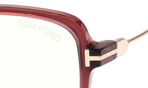 Tom Ford Women's 55mm Blue Block Butterfly Eyeglasses In Wine Rose Gold/t Logo