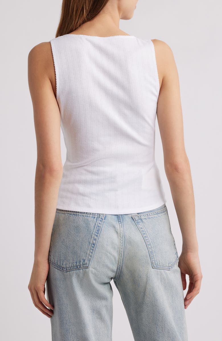 Good American Pointelle Henley Tank, Alternate, color, White001