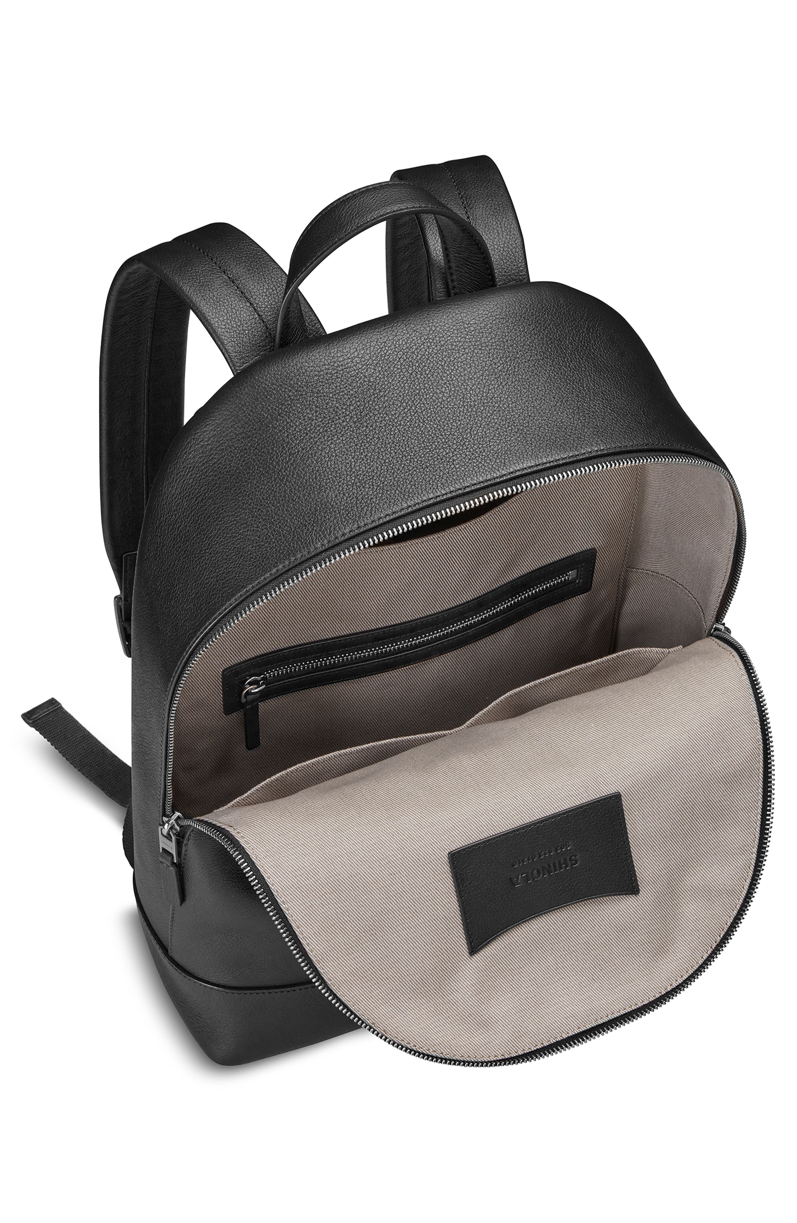 Shinola Canfield Pebble Leather Backpack, Alternate, color, Black