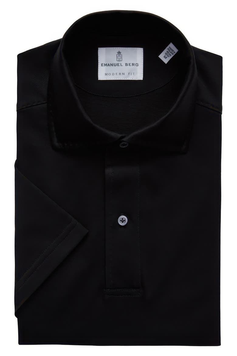Textured Luxe Polo, Alternate, color, BLACK