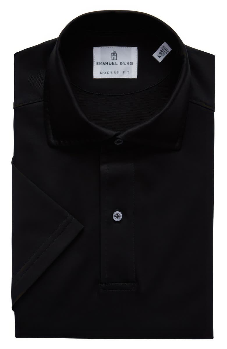 Emanuel Berg Textured Luxe Polo, Alternate, color, Black