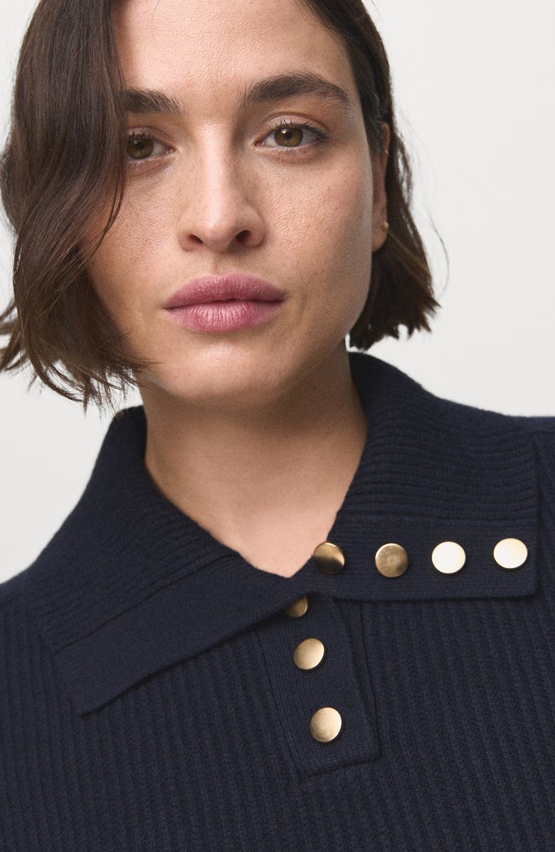 MANGO Ribbed Polo Sweater, Alternate, color, Dark Navy