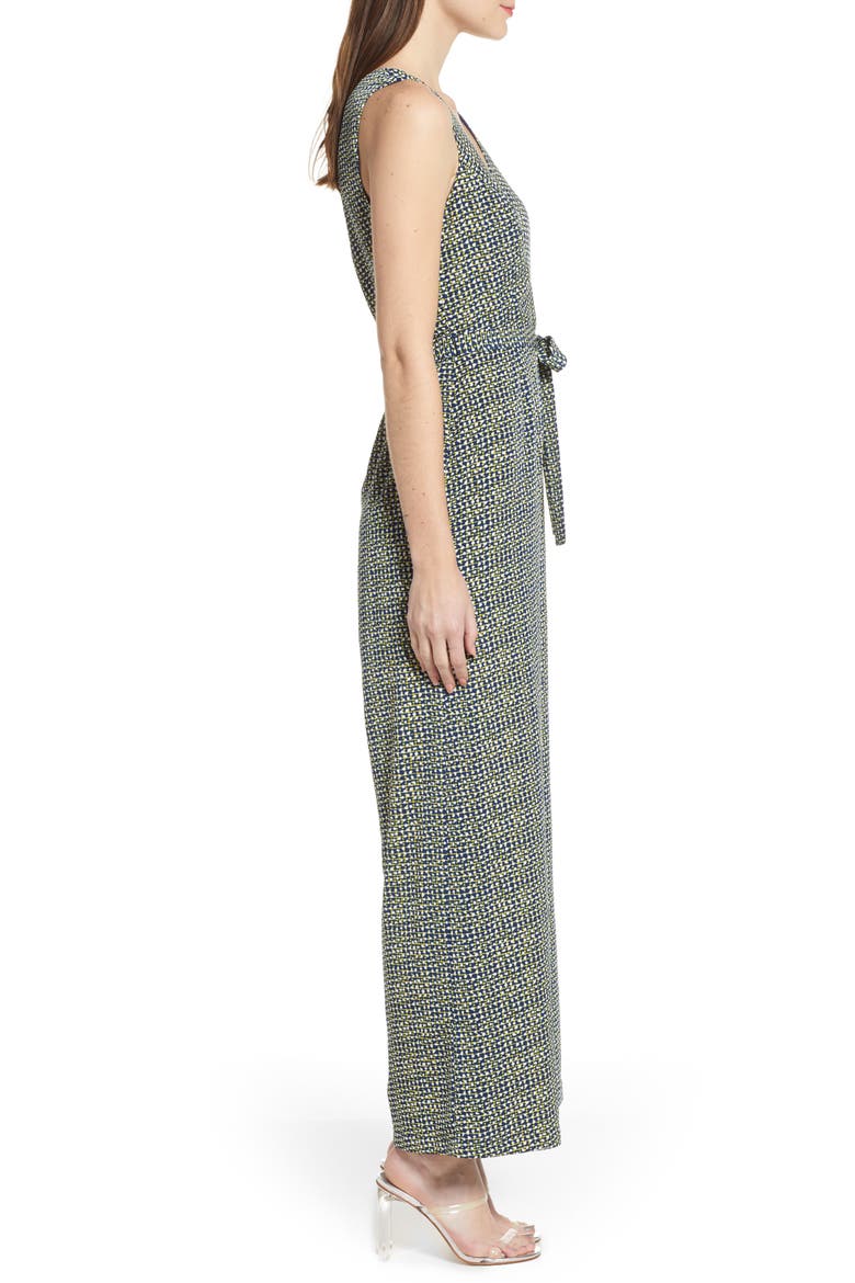 Sleeveless Tie Waist Jumpsuit, Alternate, color, NAVY PEACOAT TINY DOTS