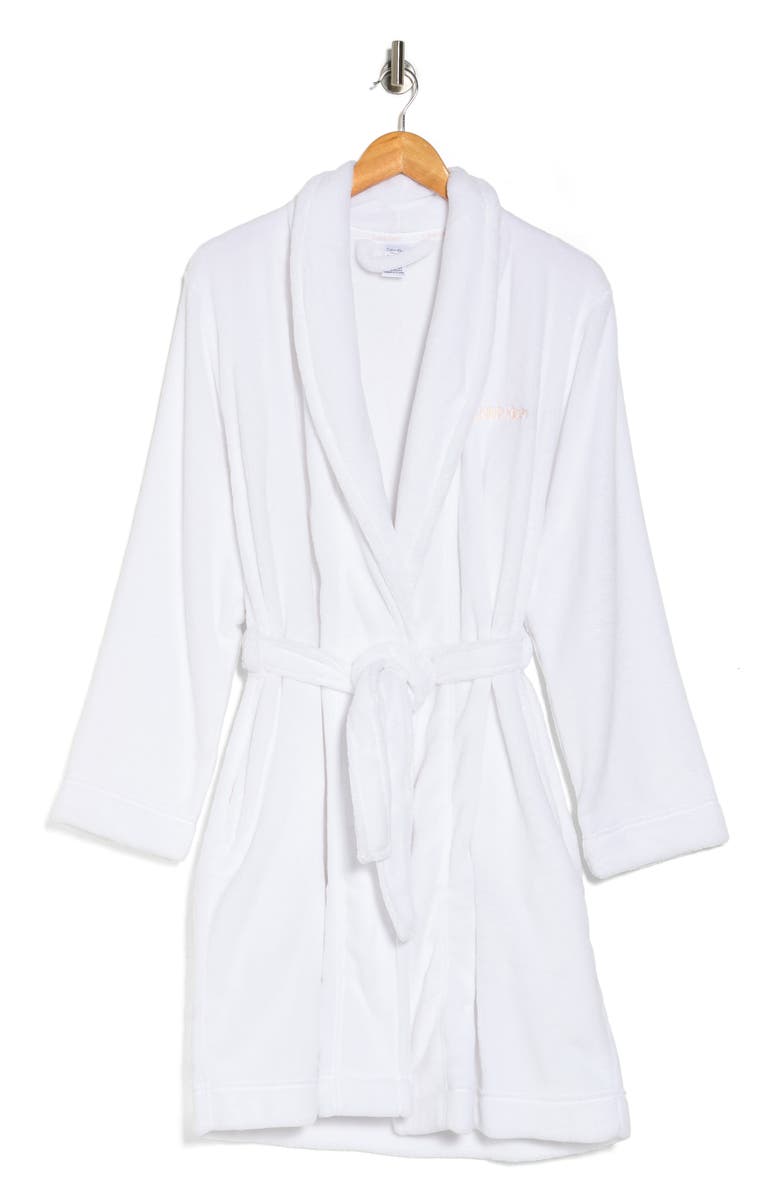 Calvin Klein Plush Robe, Alternate, color, 100 White
