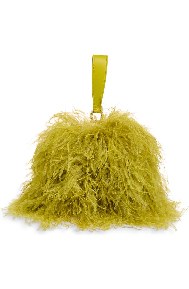 FERRAGAMO Mini Double Gancini Feather Clutch, Alternate, color, 001 Antique Yellow