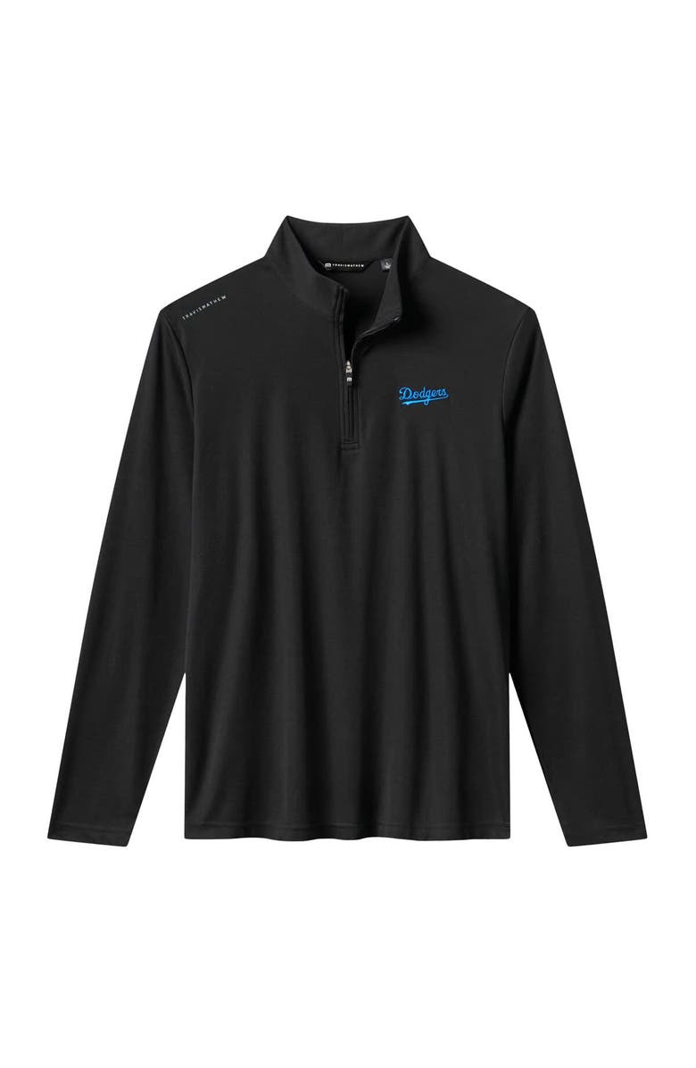 TravisMathew Men's TravisMathew  Black Los Angeles Dodgers Time to Tailgate Tri-Blend Quarter-Zip Pullover, Alternate, color, 
