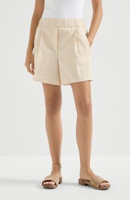 Brunello Cucinelli Striped seersucker shorts