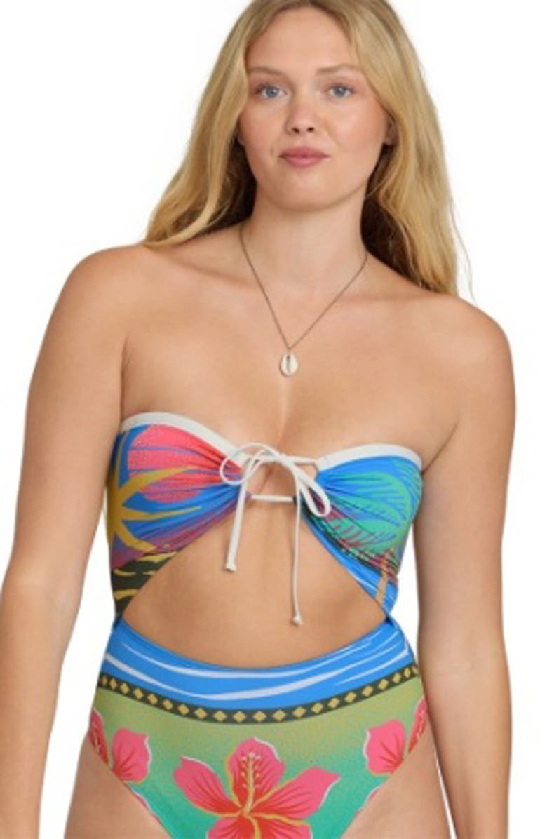 Billabong Midnight Tropics Andrew Cutout High-Leg One-Piece Swimsuit, Alternate, color, True Blue