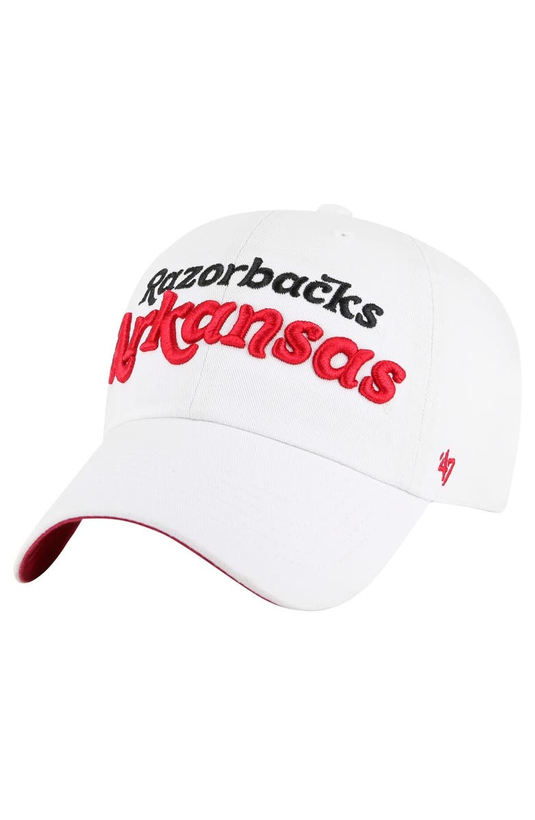 '47 Women's '47 White Arkansas Razorbacks Pensacola Clean Up Adjustable Hat, Main, color, White