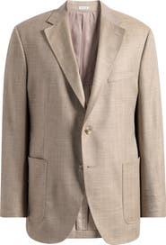 Peter Millar Hyperlight Soft Tan Wool & Silk Blend Herringbone Sport Coat