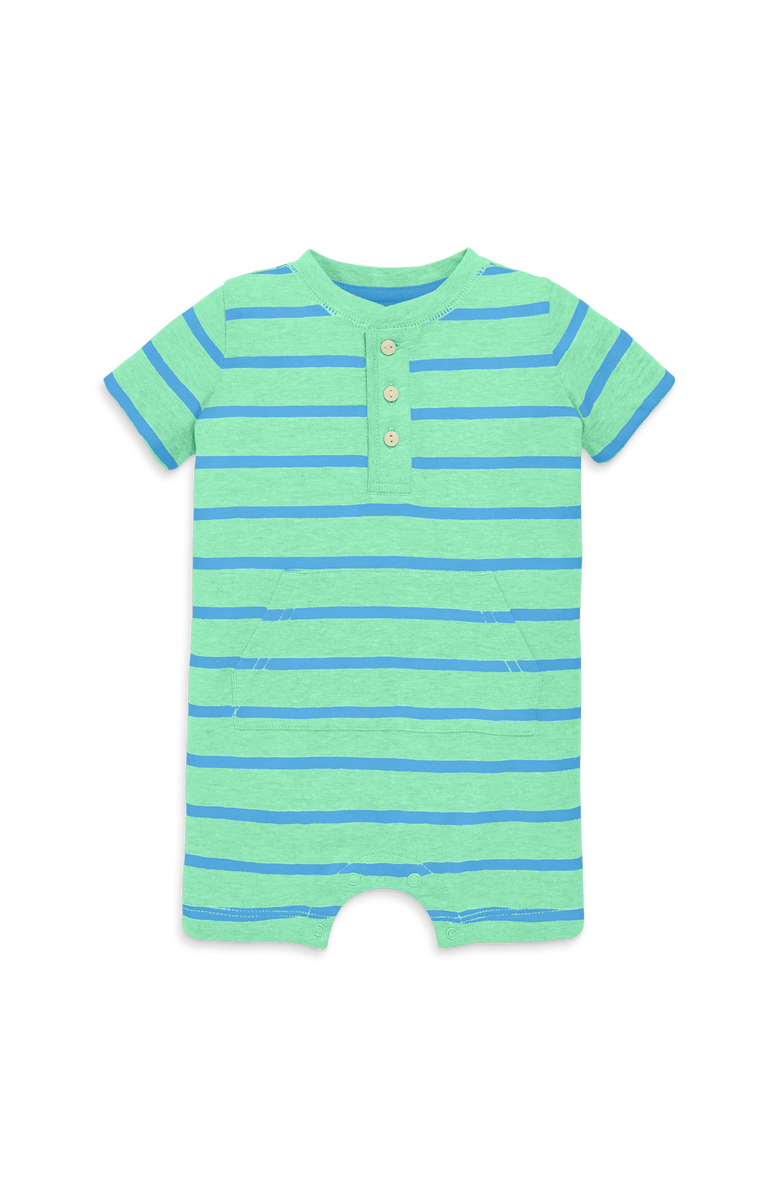 Primary Baby Heathered Henley Shortie In Stripe, Main, color, Clover Cornflower Stripe