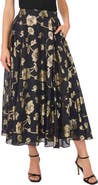Ted Baker Metallic Floral Box Pleat Midi Skirt