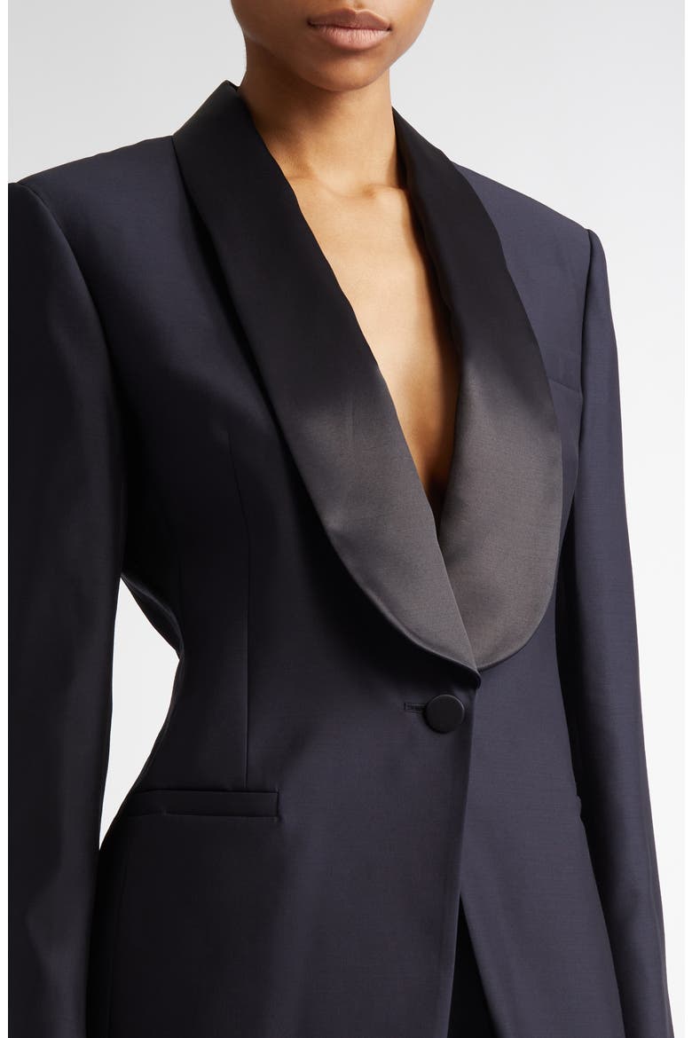 Adina Shawl Lapel Wool & Silk Blazer, Alternate, color, MIDNIGHT BLUE