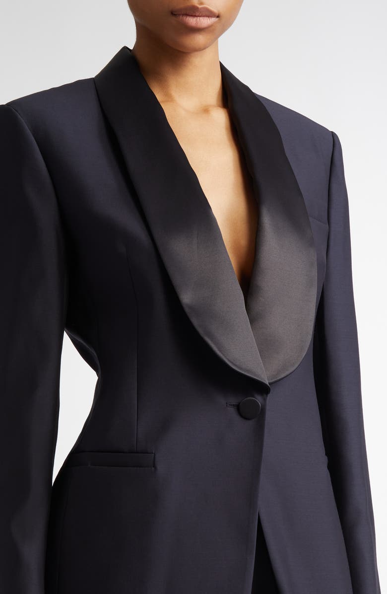 Max Mara Adina Shawl Lapel Wool & Silk Blazer, Alternate, color, 