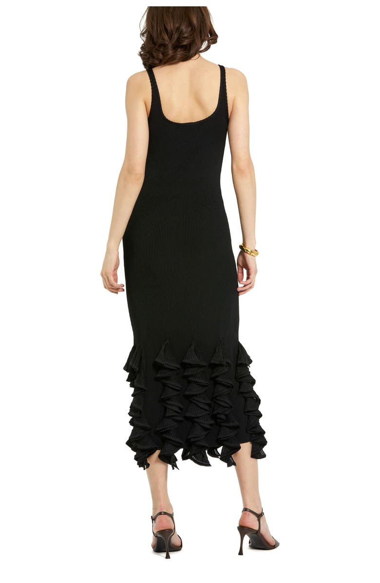 Mac Duggal Rib Knit Sleeveless Ruffle Hem Midi Dress, Alternate, color, Black