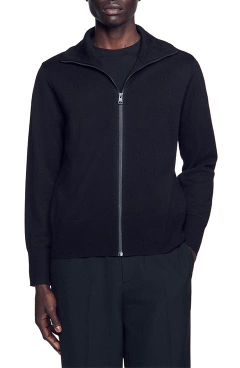 Zip-up wool cardigan