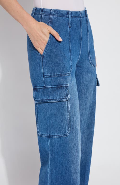 Lyssé Scout High Rise Cuffed Cargo Jeans In Mid Wash In Midwash