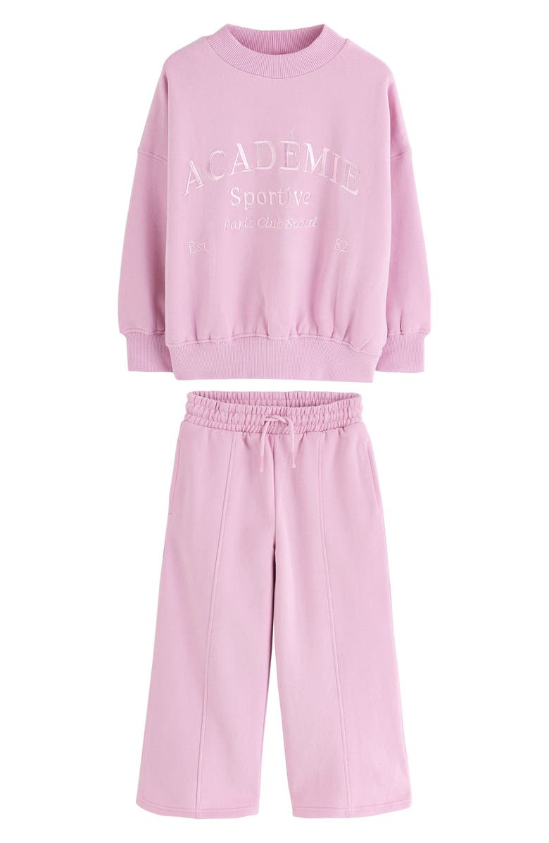 NEXT Kids' City Crewneck Sweatshirt & Sweatpants Set, Main, color, Pink