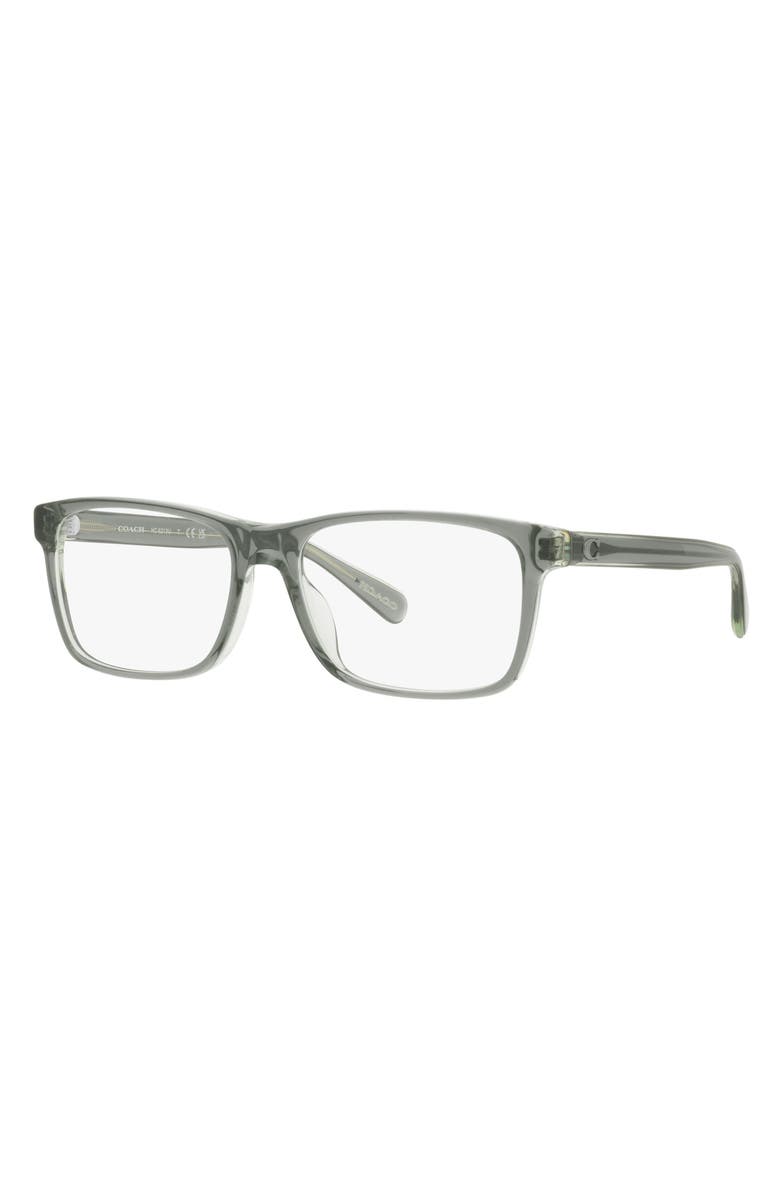 COACH 55mm Rectangular Optical Glasses, Alternate, color, Moss / Mint / Demo Lens