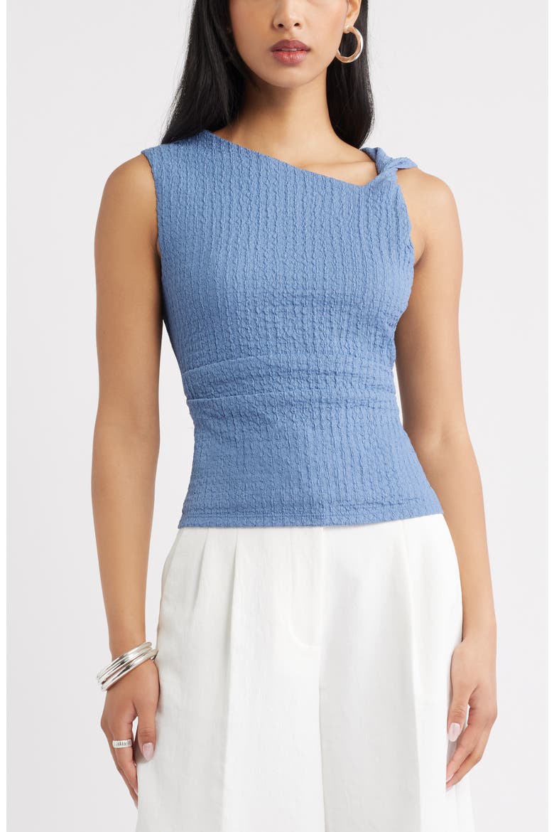 Twisted Shoulder Textured Tank, Main, color, BLUE UMBRA
