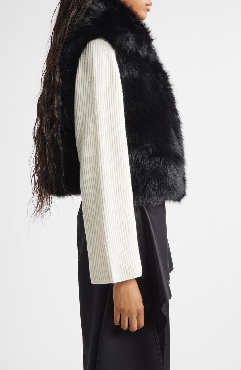 EENK Stand Collar Faux Fur Vest, Alternate, color, Black Polyester