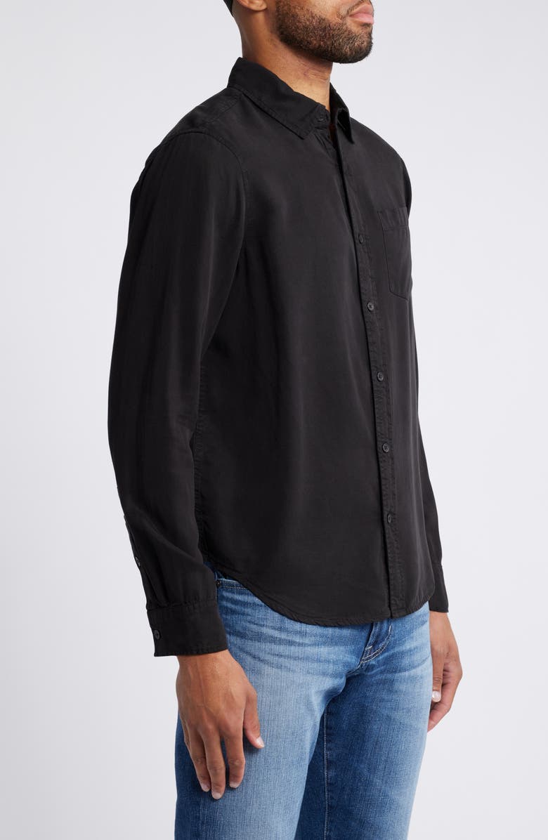 AG Aiden Solid Lyocell Button-Up Shirt, Alternate, color, True Black