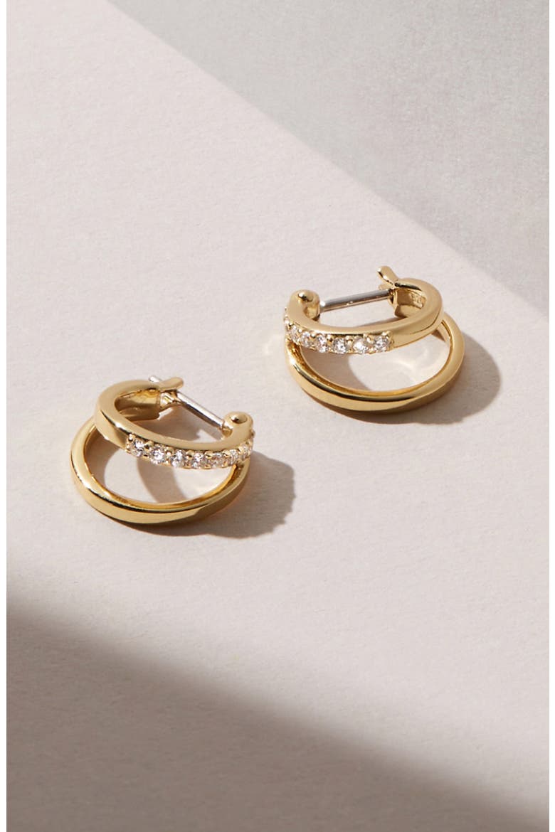 Toda Double Hoop Earrings, Alternate, color, 925 YG / CLEAR