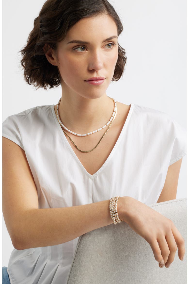 Beaded Convertible Bracelet, Alternate, color, WHITE- GOLD