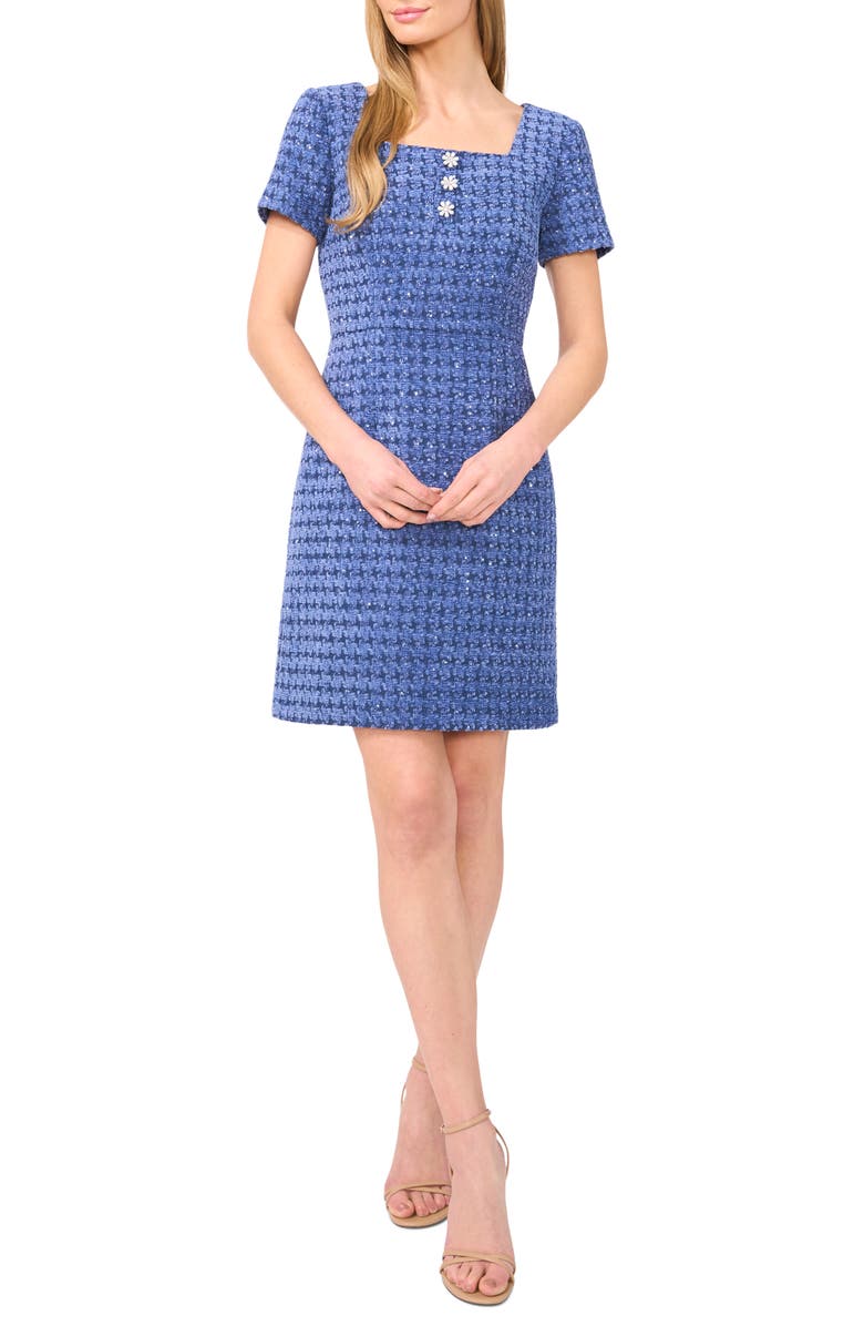 CeCe Sequin Tweed Minidress, Main, color, 