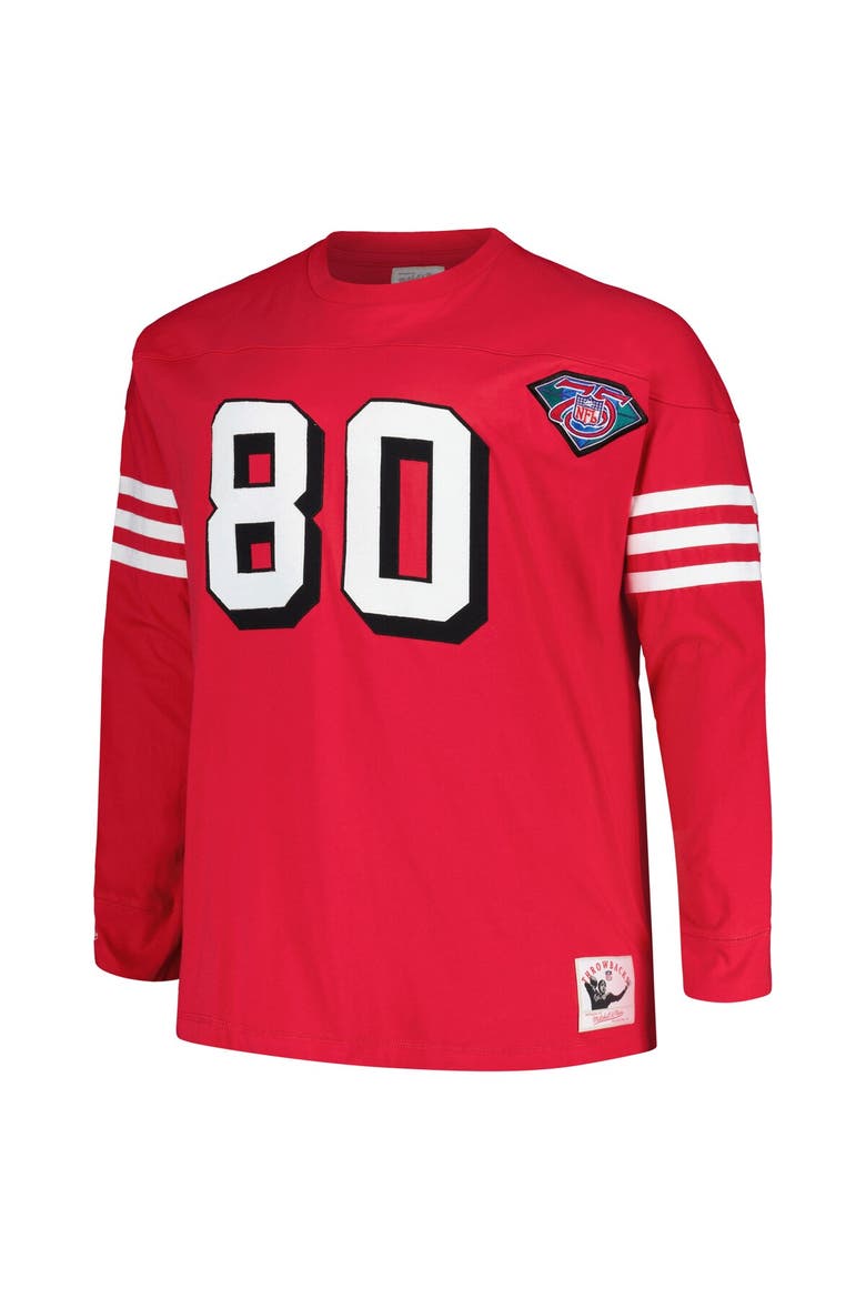 Men's Mitchell & Ness Jerry Rice Scarlet San Francisco 49ers Big & Tall Cut & Sew Player Name & Number Long Sleeve T-Shirt, Alternate, color, Scarlet