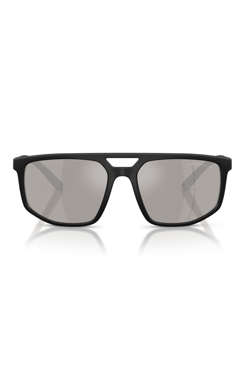 58mm Mirrored Square Sunglasses, Main, color, BLACK / GREY MIRROR SILVER