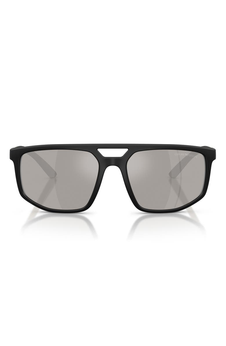 Emporio Armani 58mm Mirrored Square Sunglasses, Main, color, Black / Grey Mirror Silver