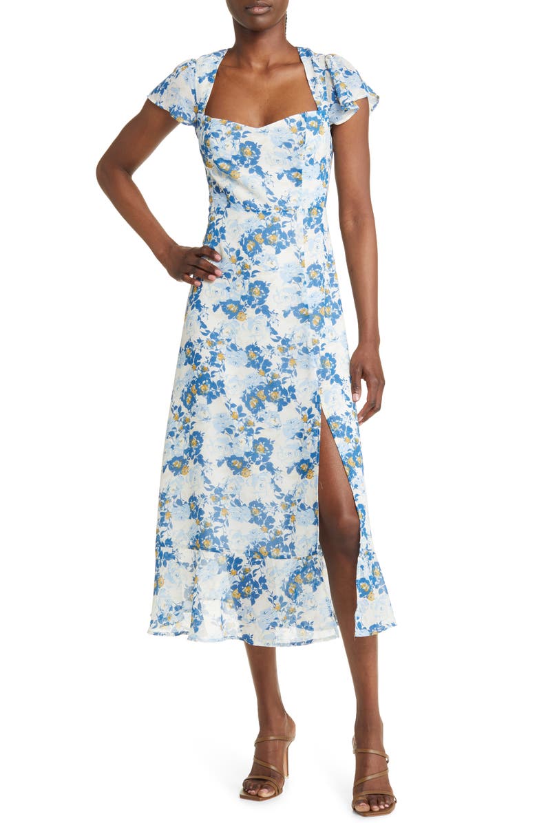 FLORET STUDIOS Floral Flutter Sleeve Sundress, Main, color, 