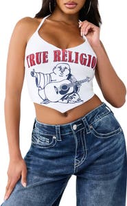 True Religion Buddha Sweetheart Halter Top