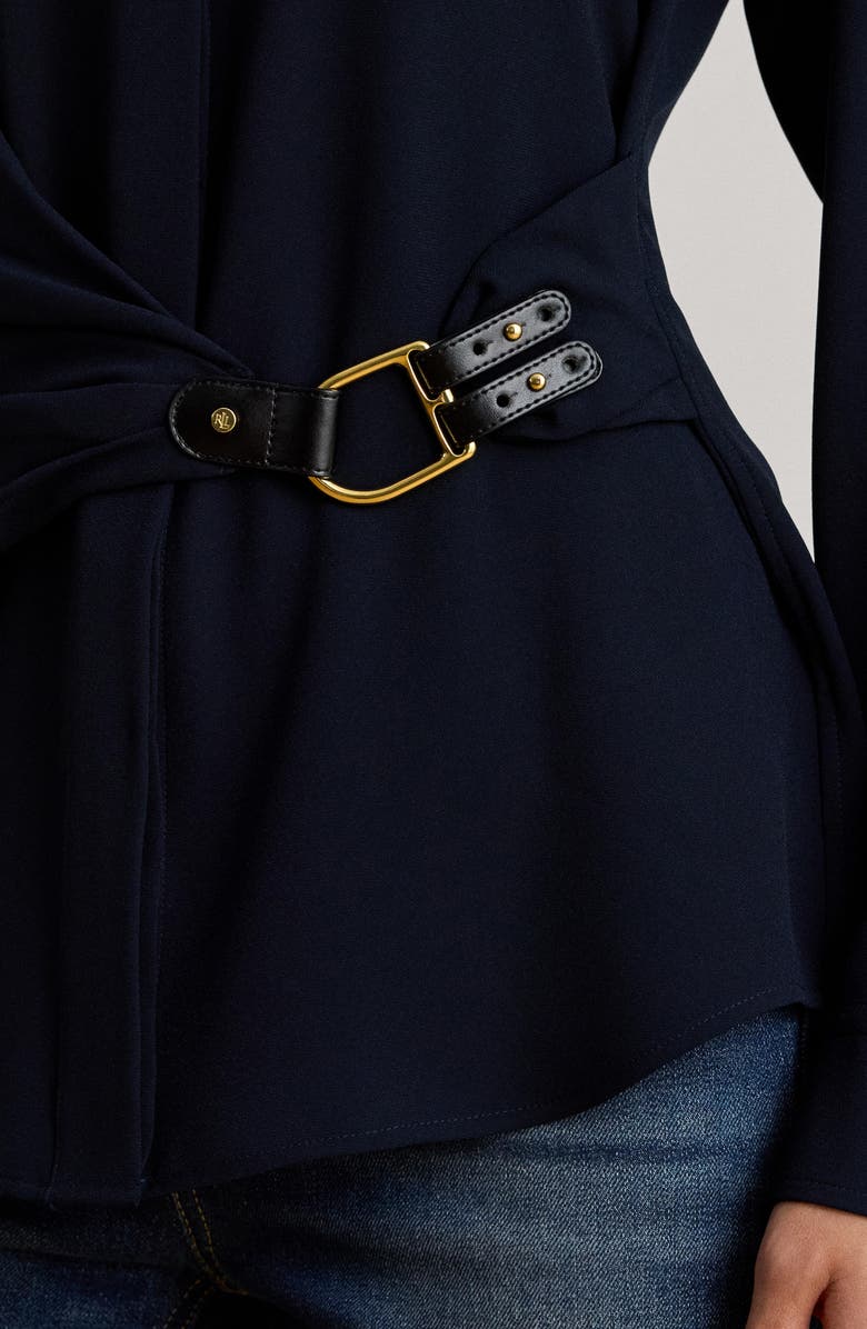 Lauren Ralph Lauren Kreshay Button-Up Buckle Top, Alternate, color, Lauren Navy