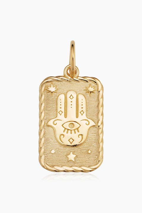 14K Yellow Gold Hamsa Pendant Charm