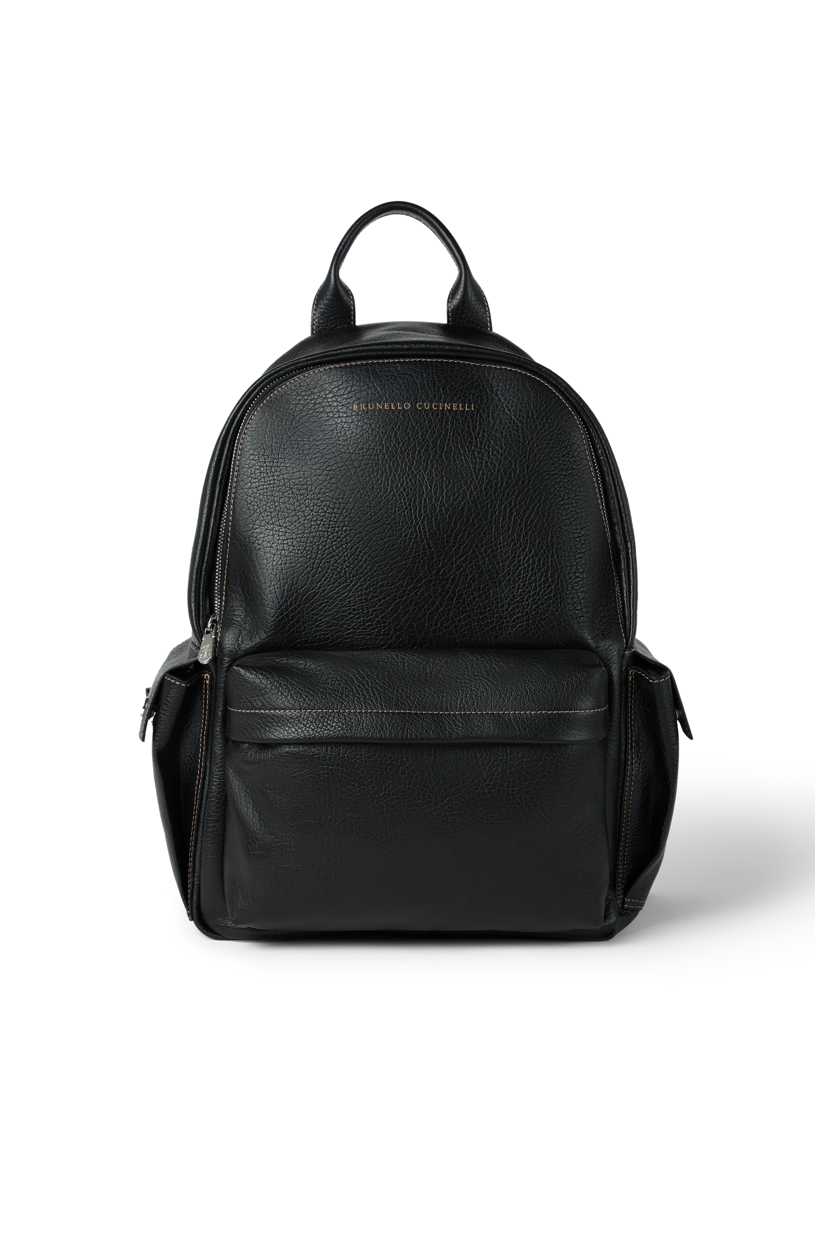 Brunello Cucinelli Grained calfskin travel backpack, Main, color, Black