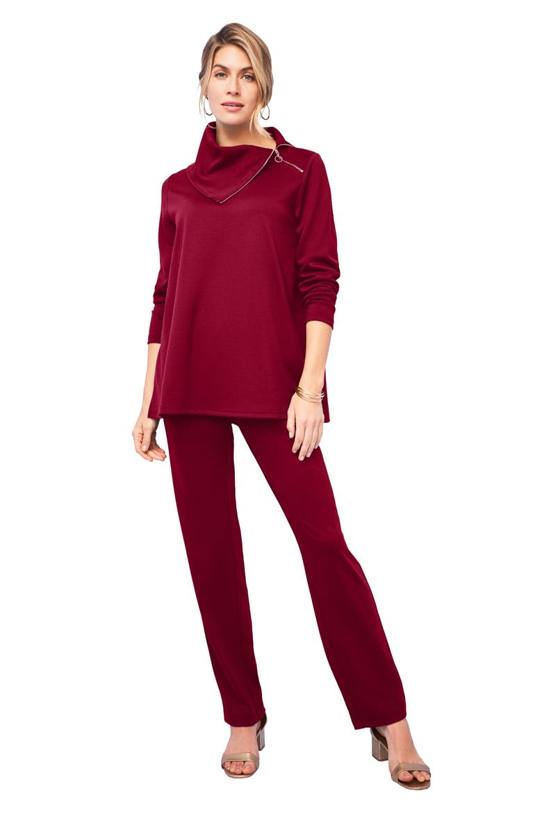 Ponte Split Neck 2-Piece Set, Main, color, RICH BURGUNDY
